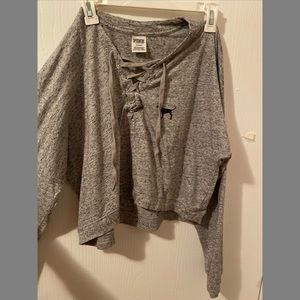 Pink victoria secret gray crop top/sweatshirt
